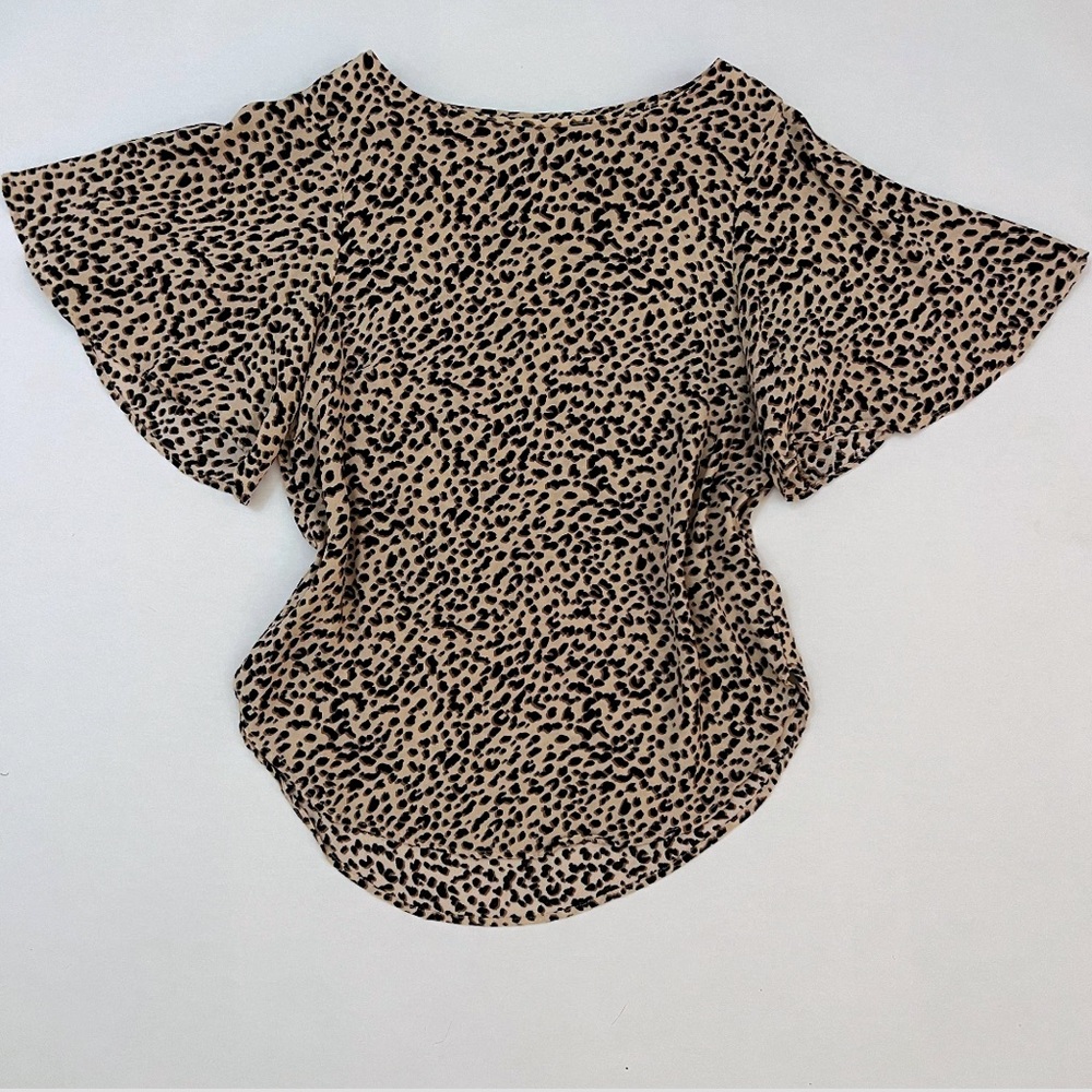 H&M Cheetah Print Flare Short Sleeve Top, size 2
